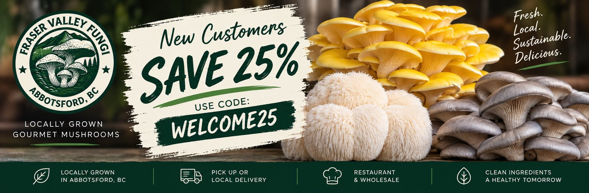 Fraser Valley Fungi new customer offer – save 25% with code WELCOME25
